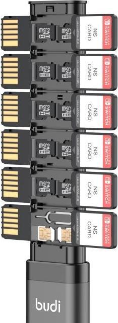 Actual product image Budi Game Card Stick für 12 Nintendo Switch Spiele, 10 microSD & 2 Nano-SIM-Karten (Switch, Switch 2, Switch Lite, Switch OLED)
