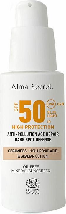 Produktbild Alma Secret Gesichts-Sonnenschutz 50 Natürlicher Gesichts-Sonnenschutz SPF 50 Vegan Face ECOCERT COSMOS NATURAL (SPF 50, 50 ml)