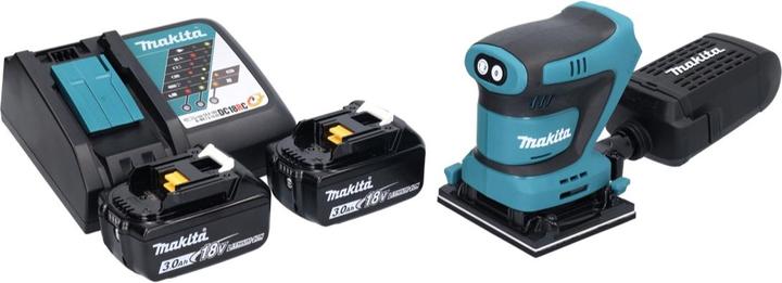 Produktbild Makita DBO 481 RF Akku Schwingschleifer 18 V 112 x 102 mm + 2x Akku 3,0 Ah + Ladegerät (Schwingschleifer)