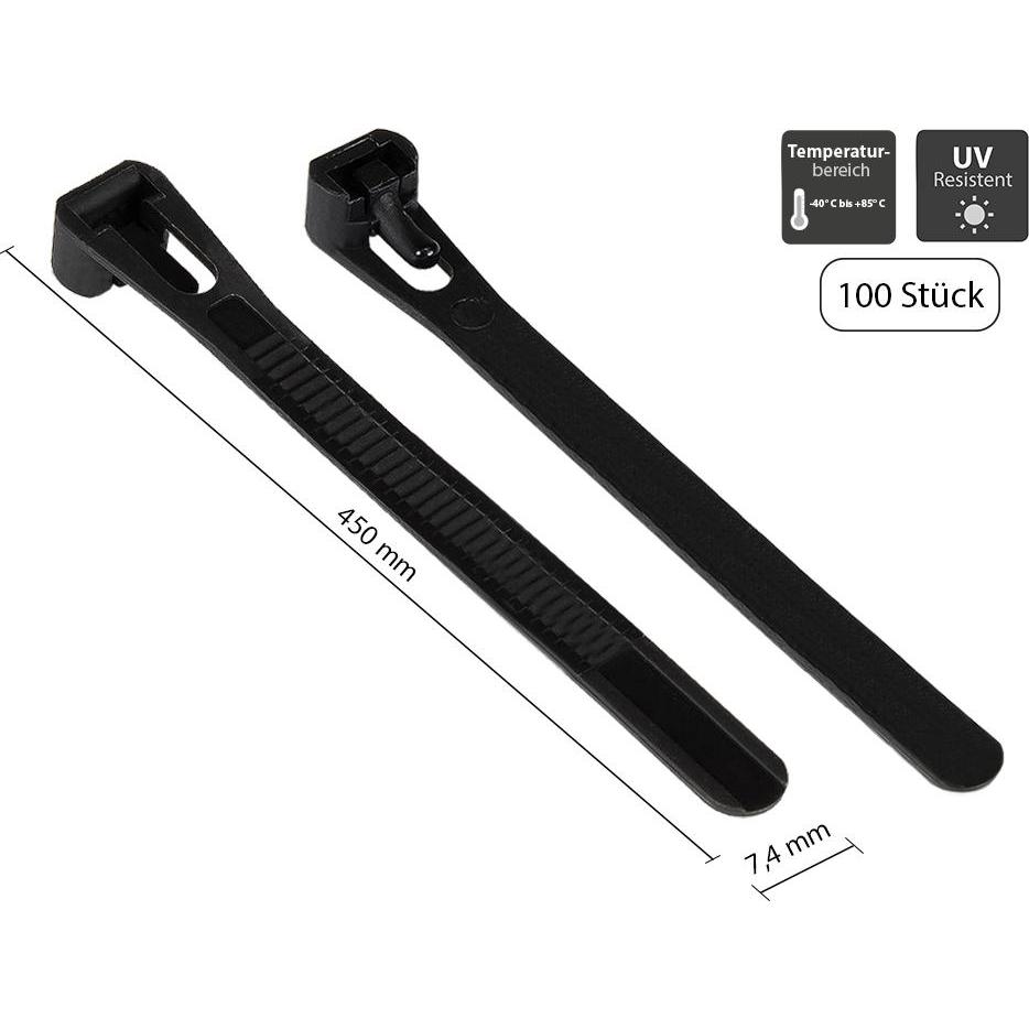 Thumbnail - Good Connections, Kabelbinder, Kabelbinder 450 mm x 7,4 mm schwarz 100 Stück (Kunststoffkabelbinder, 450 mm, 100 Stk.)