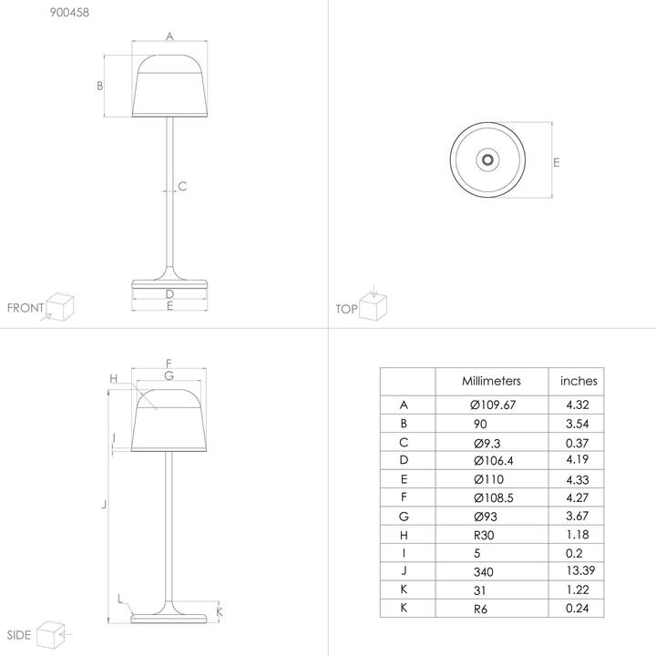 Produktbild EGLO 900458 MANNERA LED Aussen-Tischleuchte 2,2W Touchdimmer Ø110mm Grau Weiss USB Warmweiss IP54 Dim (200 lm)