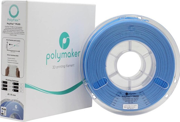 Actual product image Polymaker PolyFlex TPU95 V2 - Blue - 1.75mm (TPU, 1.75 mm, 750 g, Blue)