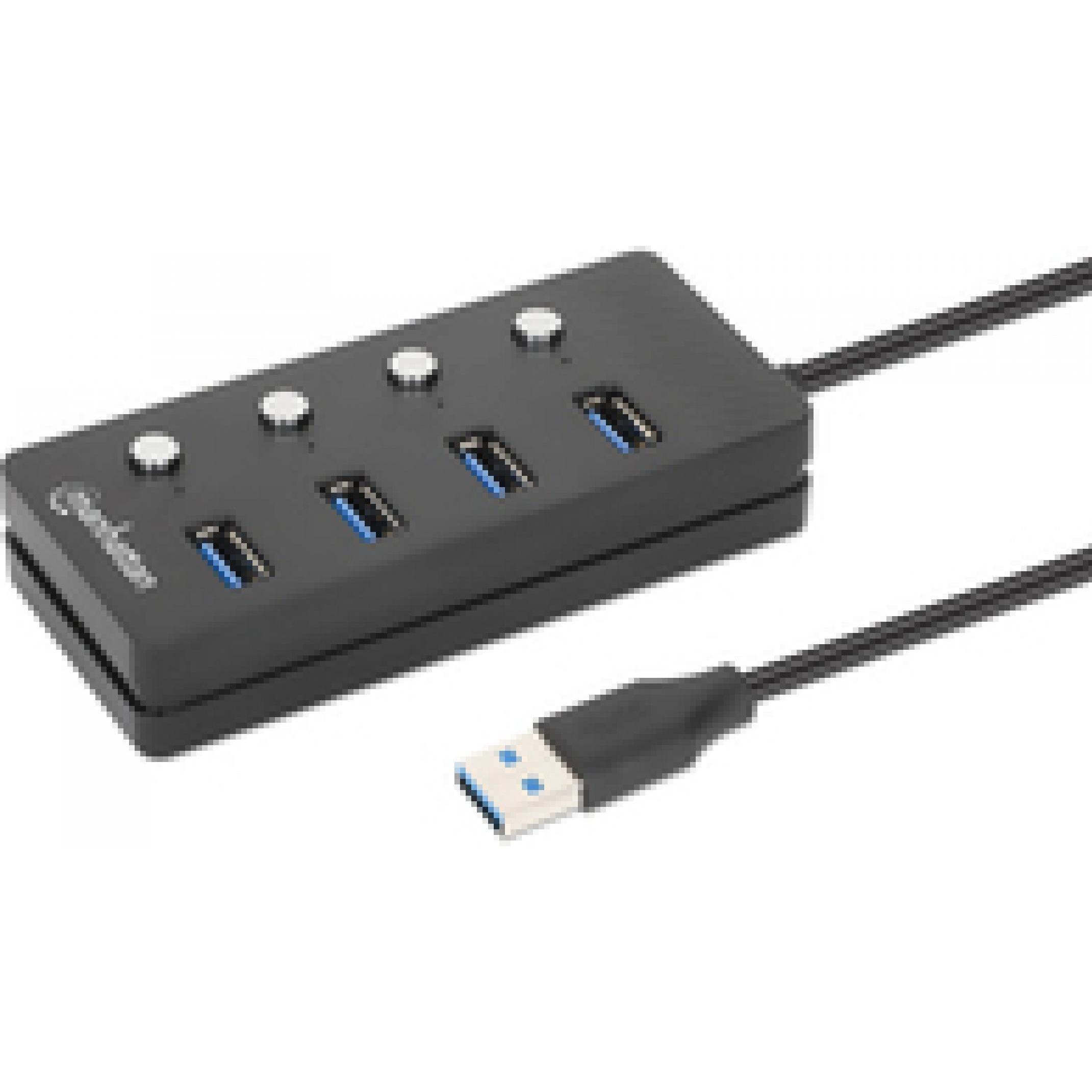 Manhattan 4-Port USB 3.0 Typ-A Hub (USB-C, 4 Ports), Dockingstation + USB Hub, Schwarz
