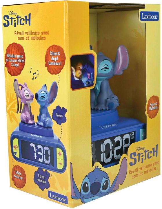 Image du produit Lexibook - Stitch & Angel Night Light Alarm Clock with Sounds - Blue/Pink - Compact Size