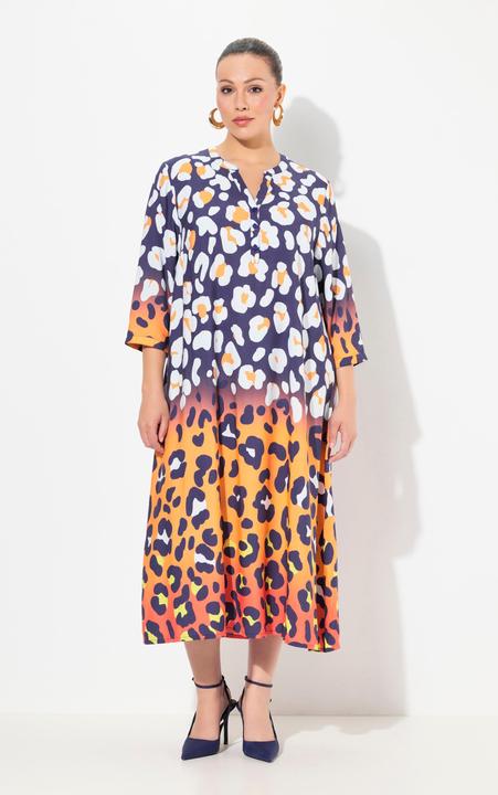 Image du produit Miamoda Robe midi coupe confortable, avec col tunisien et manches 3/4. Mélange de motifs léopard (44)