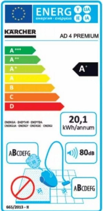 Energy Label Kärcher AD4 Premium (Ash vacuum cleaner, Dry vacuum cleaner)
