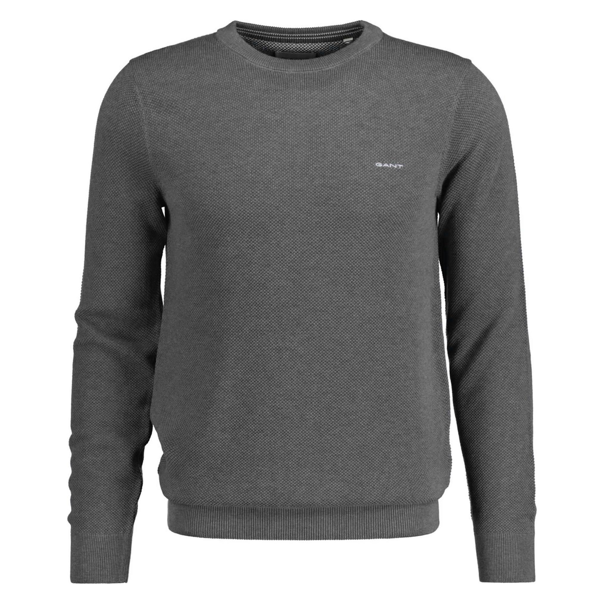 Pull en maille texturée à col ras-du-cou | Gris | Tommy Hilfiger