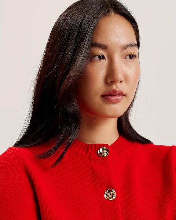 Produktbild Ted Baker Dames Wmk-jaycey-Rose Button Crew Neck Cardigan Sweater, Rood, 34 (34)