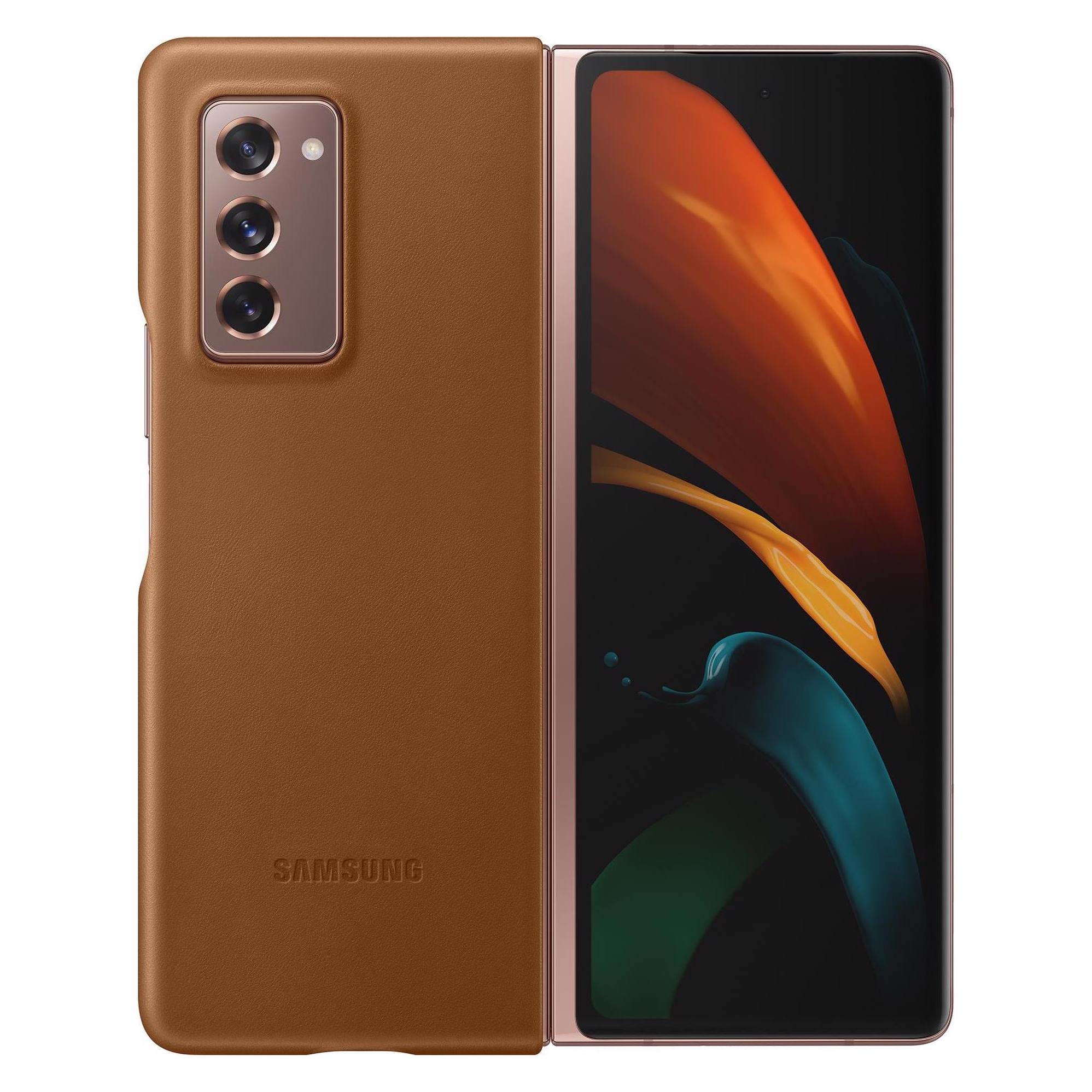Samsung Leather Cover (Samsung Galaxy Z Fold2), Smartphone Hülle, Braun