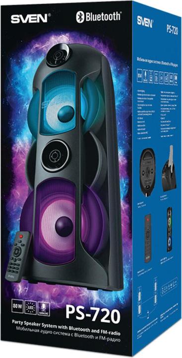 Actual product image Sven PS-720 portable speaker Mono portable speaker Black (10 h, Rechargeable battery operated, USB power delivery)