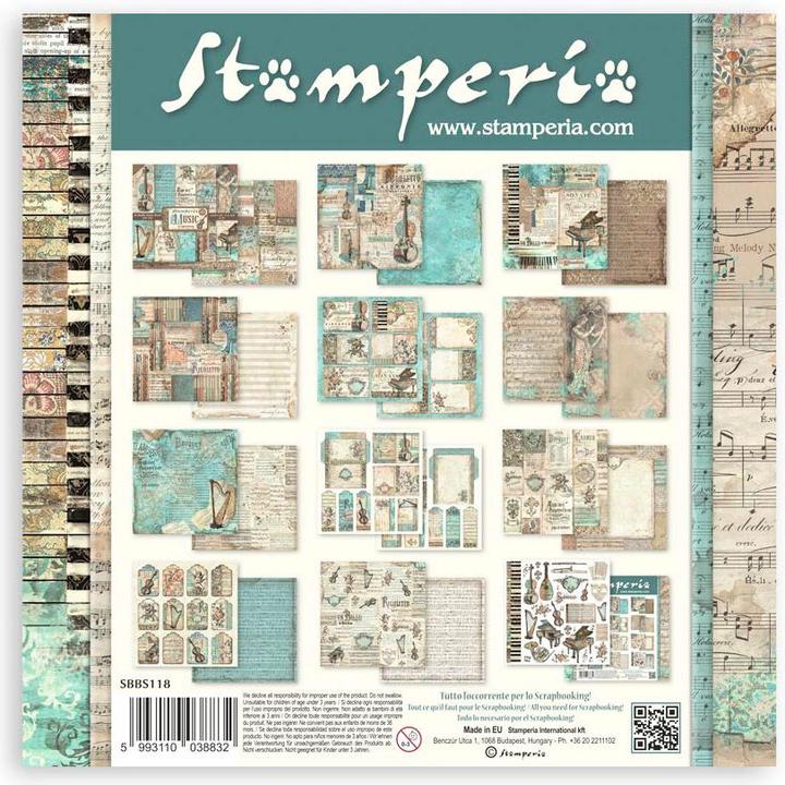 Image du produit Stamperia Pad de scrapbooking "Music" (musique) (190 g/m², 10 x)