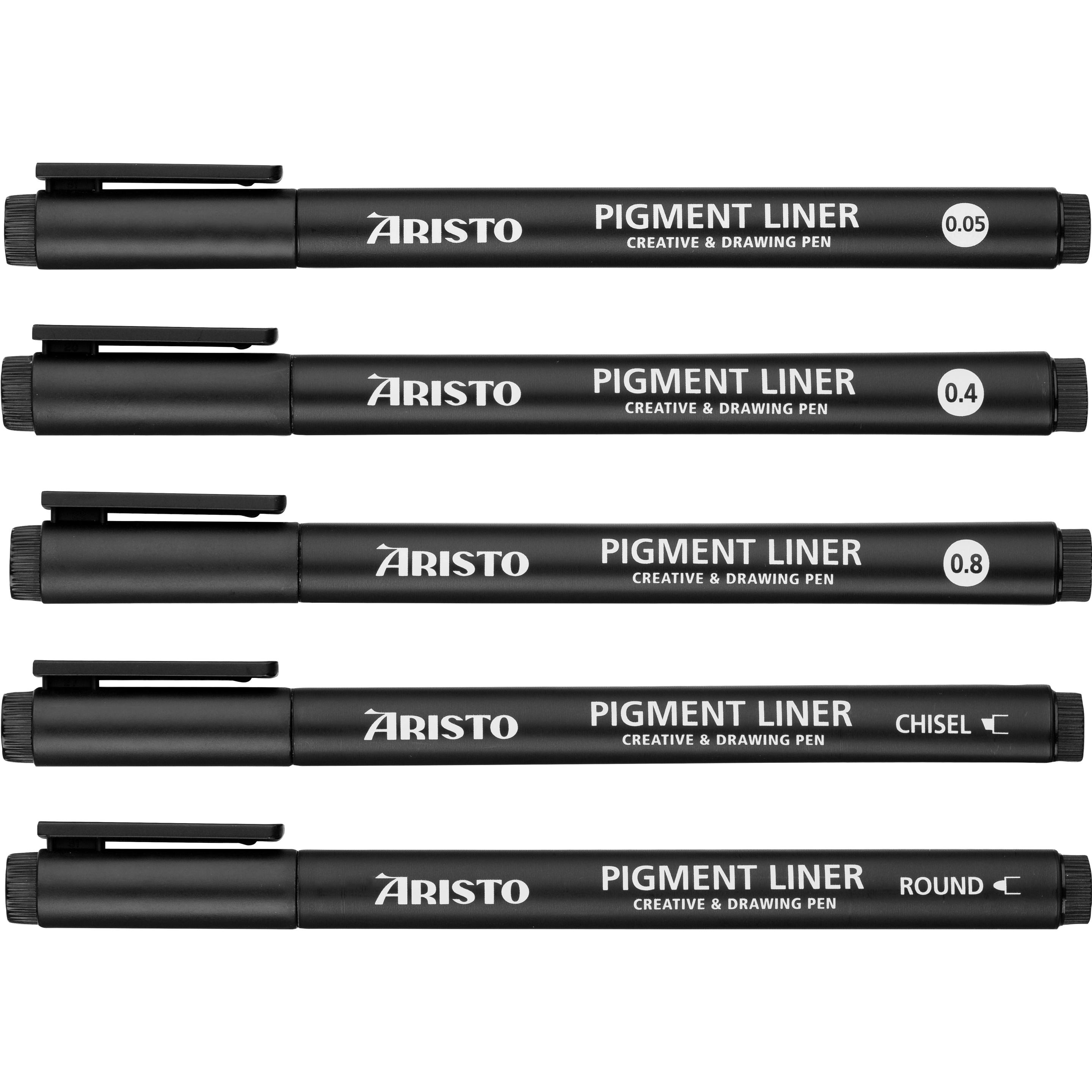 Thumbnail - Aristo, Malstifte, Pigmentliner Creative 5er-Set, 0.05/0.4/0.8/Rund/Keil, schwarz (Schwarz, 5 x)