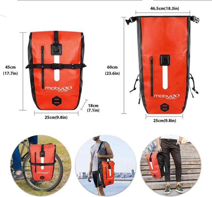 Immagine prodotto Mobygo Borsa impermeabile per bicicletta CB25L, rosso (27 l, Borsa portapacchi)