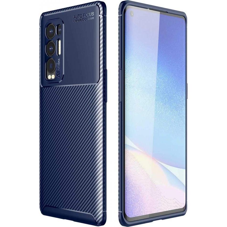 Screenguard Oppo Find X3 Neo Hülle Carbon Design TPU Case (Oppo Find X3 Neo), Smartphone Hülle, Blau