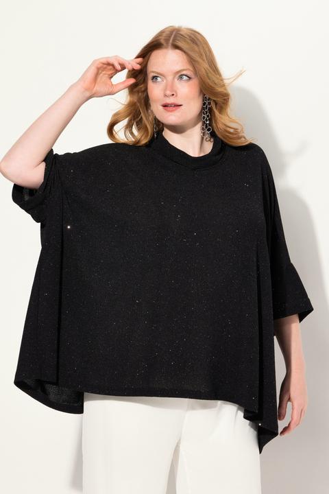 Actual product image Ulla Popken Sparkling Draped Collared Tee (50, 52, 54, 56)