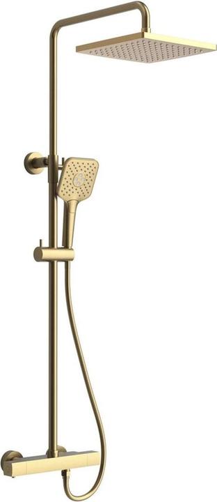 Sapho dakar - doucheset met thermostaat, 30x30 cm, 3 stralen, goud