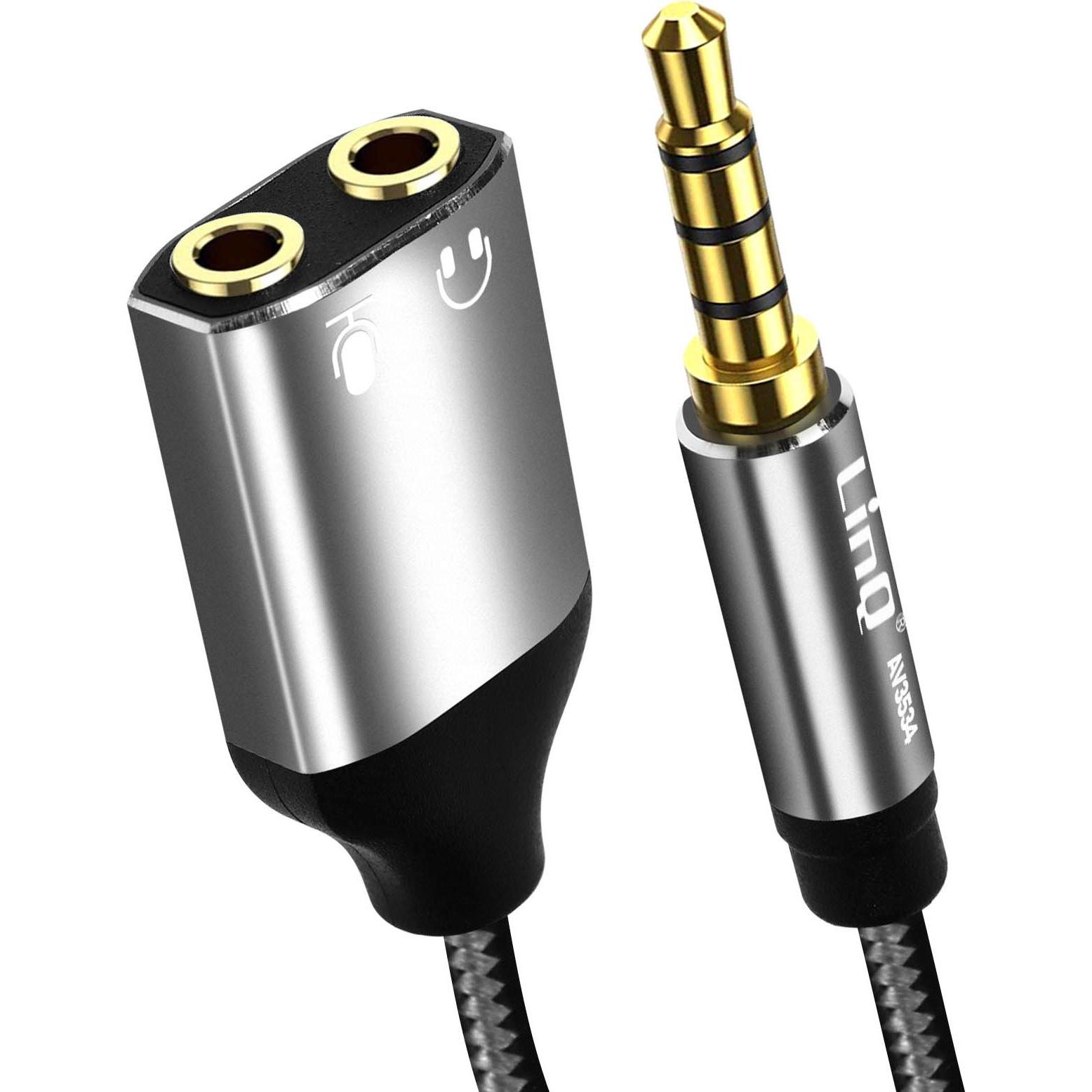 LinQ AV3534 Audiosplitter (3.5mm Klinke, 3.5mm Klinke), Mobilgerät Adapter, Grau
