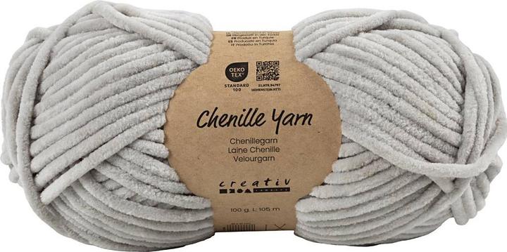 Produktbild Creativ Company Velour Yarn, L: 105 m, needle 5-6, grey, 100 g/ 1 ball (105 m)