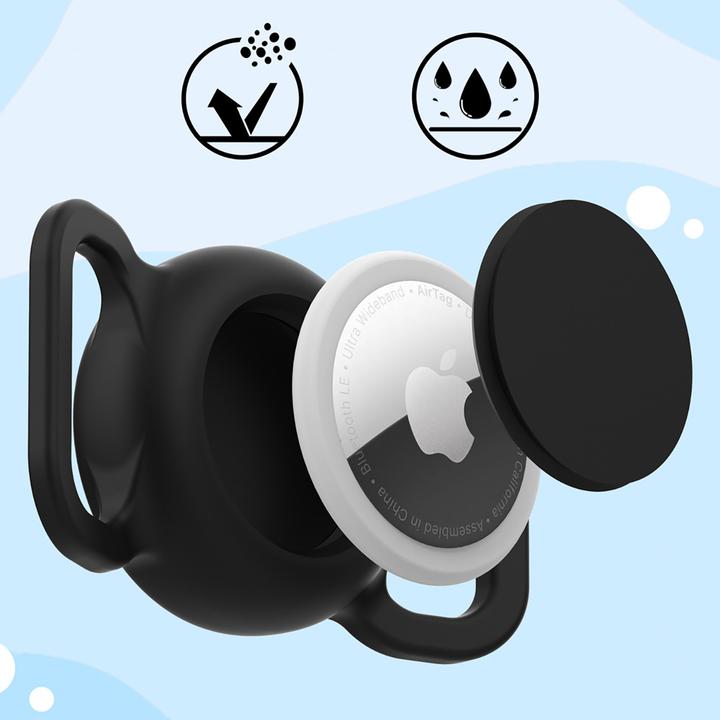 Actual product image Hurtel Wasserdichte AirTag-Silikonhülle für Hunde- oder Katzenhalsband – Schwarz