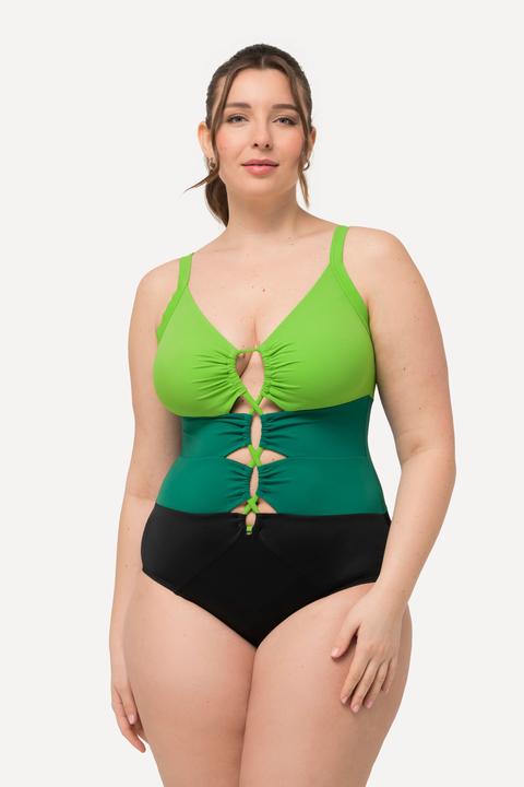 Produktbild Ulla Popken Badeanzug, Colorblocking, Softcups, Aussparungen, recycelt (50)