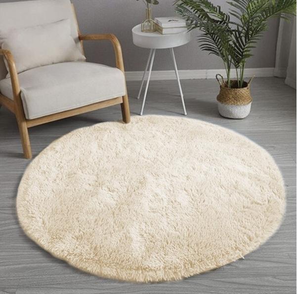 Strado Tappeto rotondo Shaggy 100x100 CremaBeige (beige) universale (100 x 100 cm)