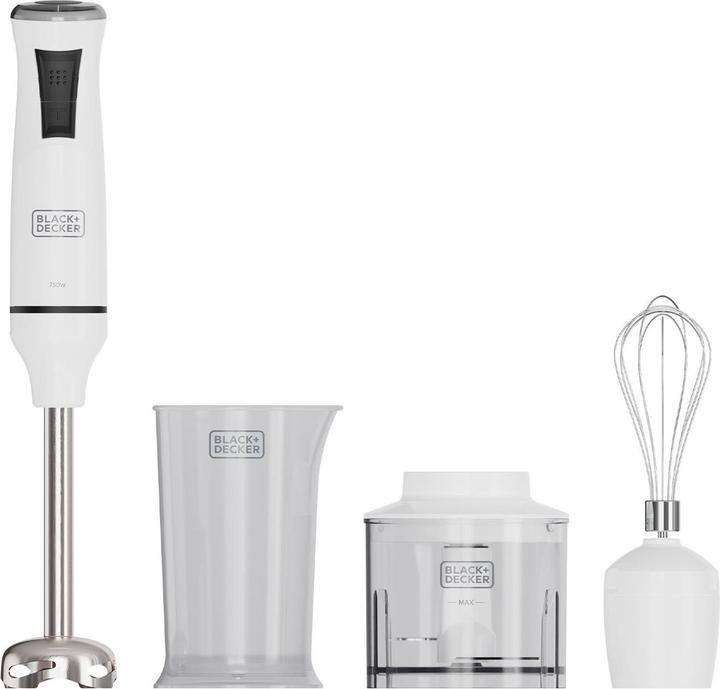 Produktbild BLACK+DECKER BXHBA750E Stabmixer Set 750 Watt 20 Stufen inkl.Zubehör ws