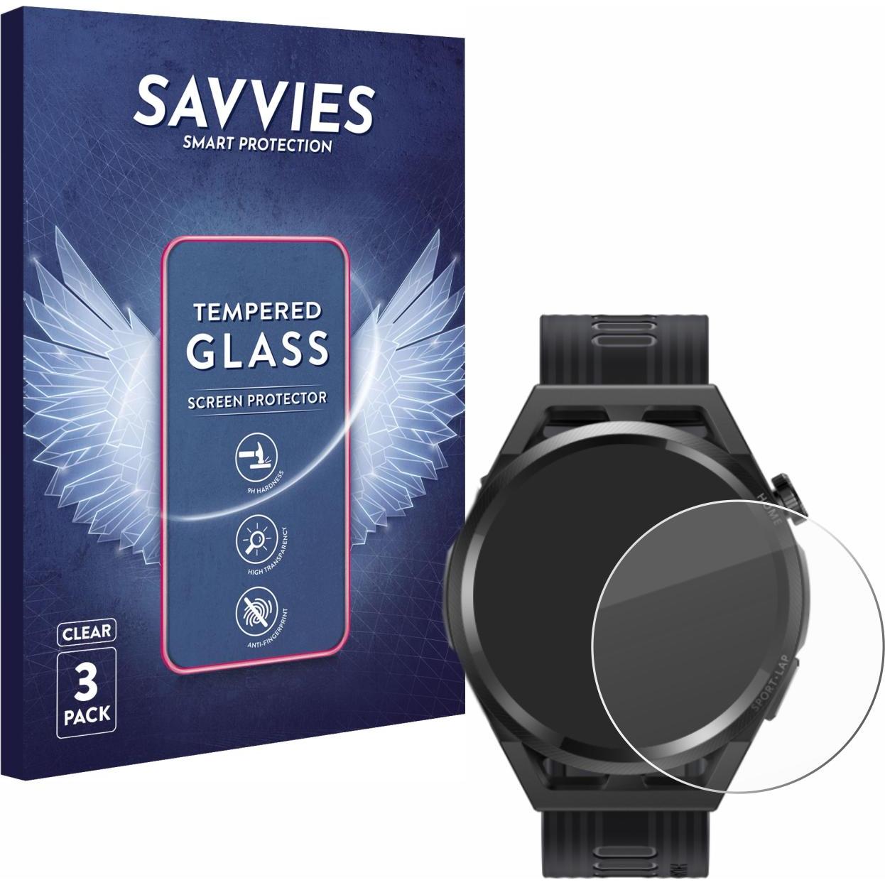 Savvies Panzerglas Hartglas Displayschutz, Smartwatch Schutzfolie, Transparent