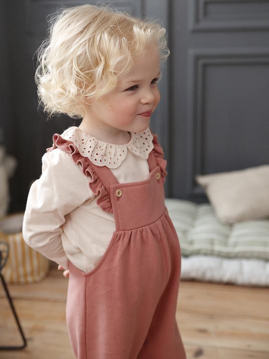 Immagine prodotto Vertbaudet Mädchen Baby Sweat-Latzhose mit Rüschen, Bio-Baumwolle (62)