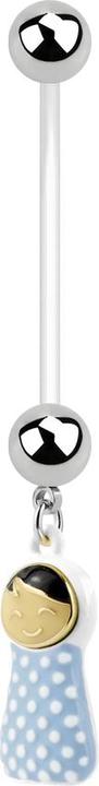 Image du produit Star Piercing Banane grossesse avec bébé en céramique bleu (sans laiton, Acier chirurgical 316L, Matières plastiques)
