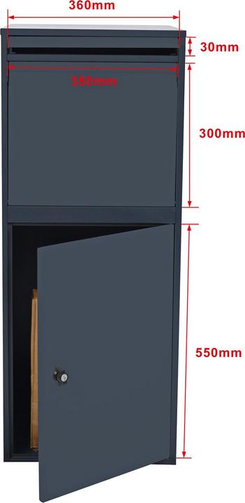 Produktbild Wiltec Paketkasten Standbriefkasten grau 41x38x102cm Paketbox Zuhause Päckchen