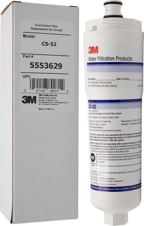 Actual product image 3M CS-52 Cuno Bosch Siemens Neff LG Water Filter, 6.4cm x 6.4cm x 21cm (1x)