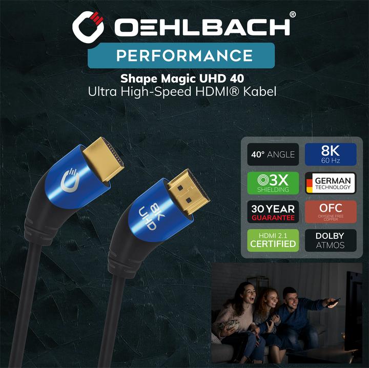 Actual product image Oehlbach HDMI AV connection cable (1x HDMI plug - 1x HDMI plug) 3 m Black (3 m)