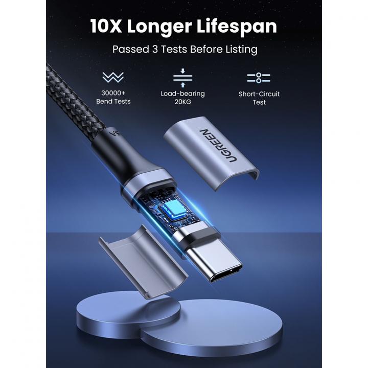 Image du produit Ugreen US316 Type C to Type C Cable, 100W, 3m (black) (3 m, USB 2.0)