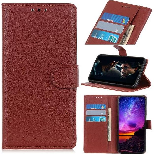 Thumbnail - MU Classic Litchi Leder Bookcover Series (LG V60 ThinQ 5G), Smartphone Hülle, Braun