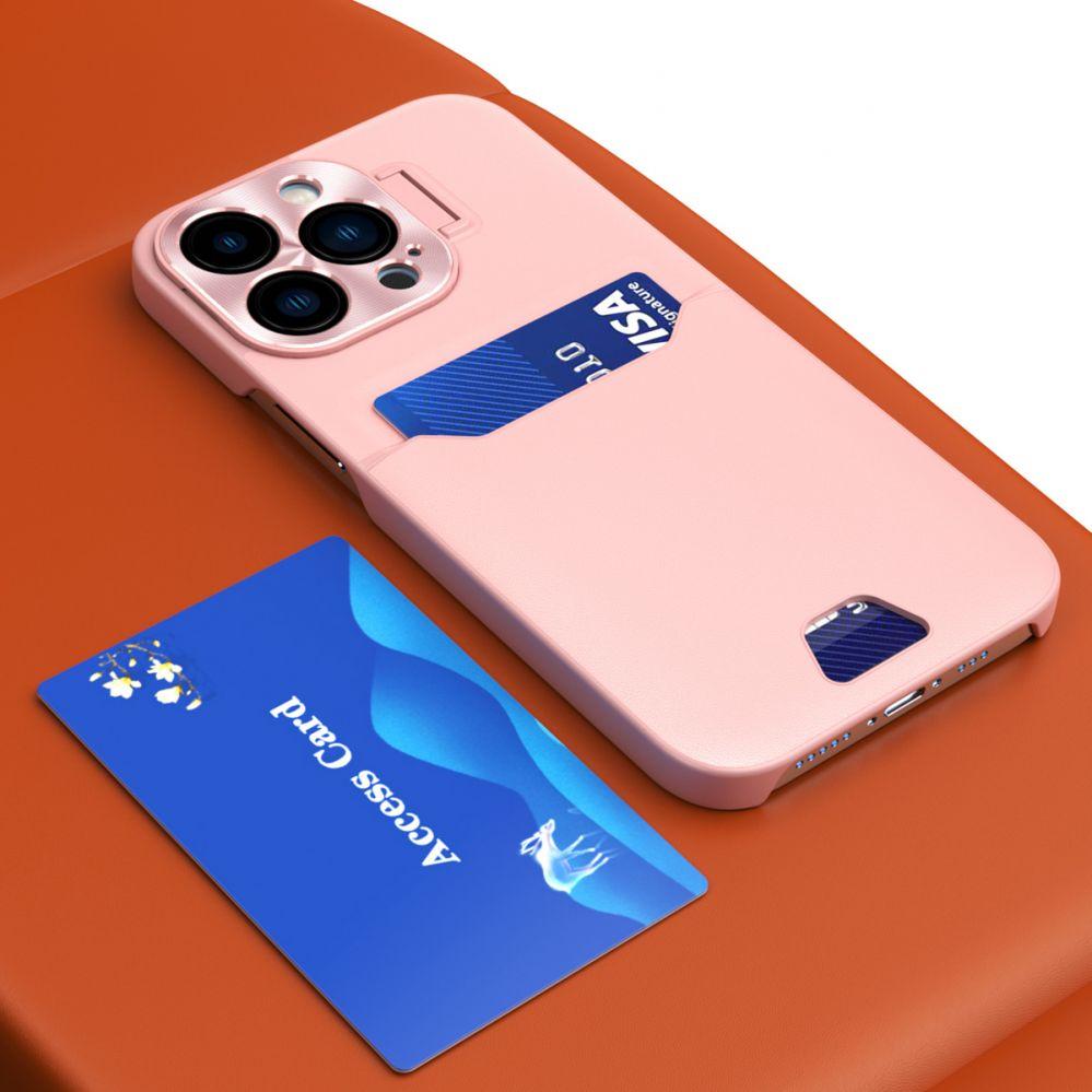 Thumbnail - Hurtel Leder Stand Case für iPhone 14 Pro Card Wallet Cover mit Ständer Pink (Apple iPhone 14 Pro), Smartphone Hülle, Ro...