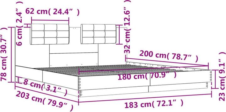 Actual product image vidaXL Bettgestell (180 x 200 cm)