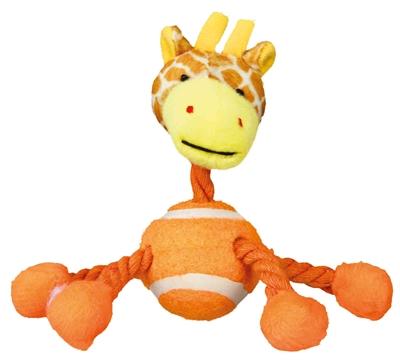 Actual product image Trixie Animals with rope and tennis ball 16cm (Plush toy dog)