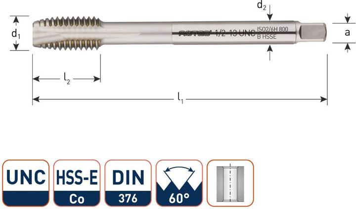 Actual product image Rotec 338.0260 HSSE 800 M.Gewindebohrer UNC 5/8-11