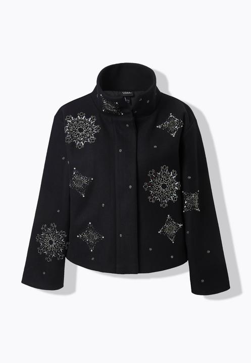 Actual product image Ulla Popken Beaded Snowflake Embroidered Jacket (54)