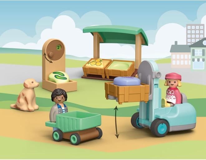 Produktbild Playmobil 71691 Playm. 1.2.3: Bio-Marktstand & Gabelstap
