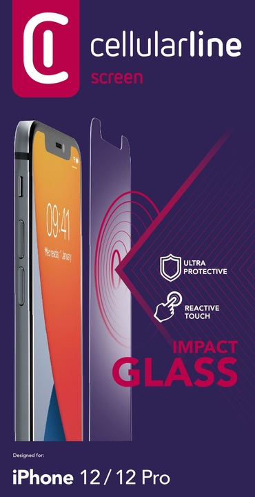 Actual product image Cellularline impact glass (1 Piece, Apple iPhone 12, Apple iPhone 12 Pro)