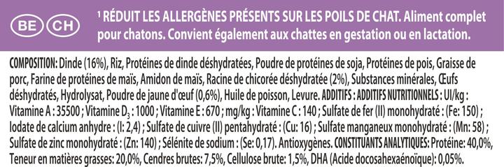 Nährwerte und Zutaten Purina ONE PP LIVECLEAR Kttn Truthahn 1,4 kg (Junior, 1 Stk., 1400 g)