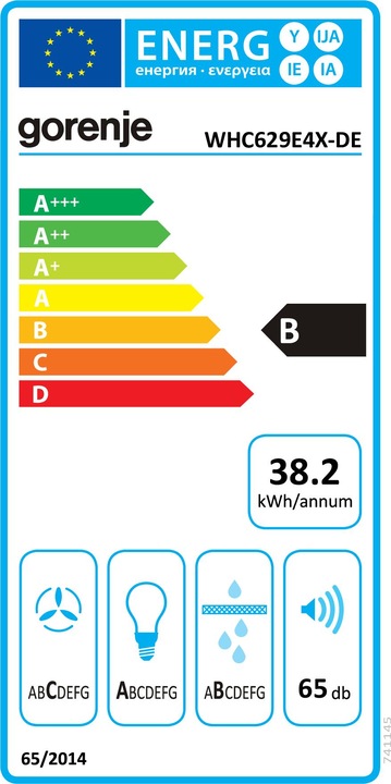 Energie-Label Gorenje Dunstabzugshaube WHC629E4X-DE Kaminhaube 60cm (Wandhaube)
