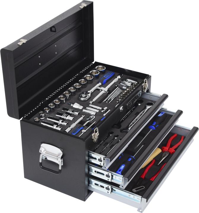 Produktbild KS Tools 1/4" + 1/2" CHROMEplus Universal-Werkzeug-Satz, GEAR, 99 Teile, Flank Traction (29 mm, 32 mm, 26 mm, 22 mm, 21 mm, 20 mm, 11 mm, 12 mm, 13 mm, 23 mm, 10  mm, 31 mm, 17 mm, 14 mm, 19 mm, 27 mm, 28 mm, 16 mm, 25 mm, 24 mm, 18 mm, 30 mm, 15 mm, 5 mm, 6 mm, 9 mm, 8 mm, 4 mm, 7 mm)