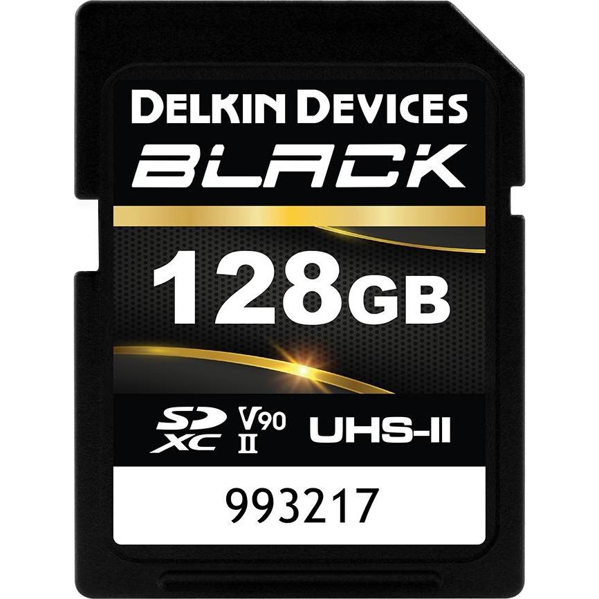 Delkin BLACK UHS-II SDXC 128GB R:300MB/s W:250MB/s (128 GB, SDXC, U3, UHS-II), Speicherkarte, Schwarz