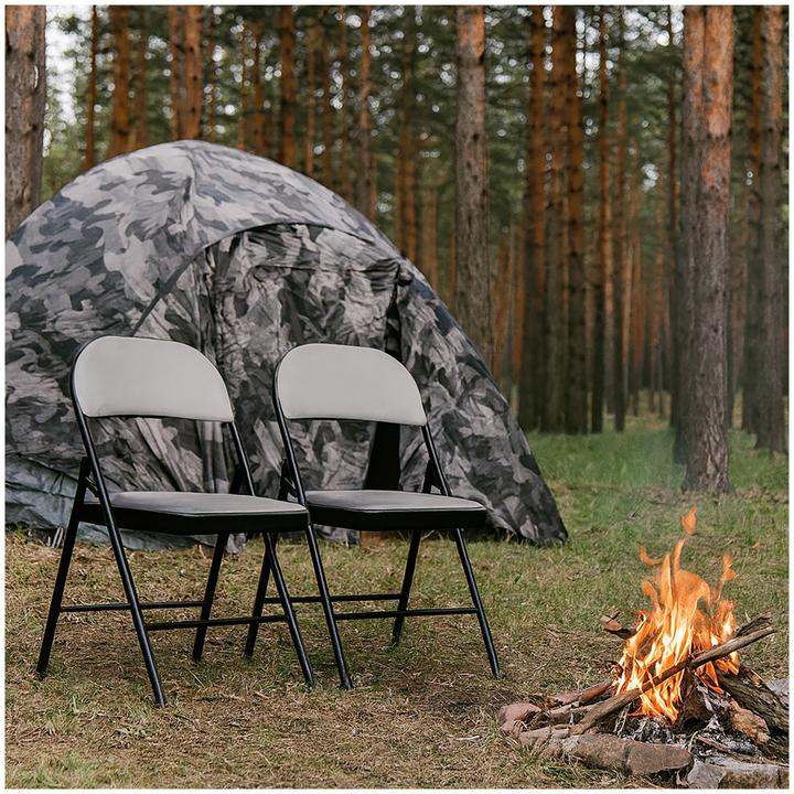 Produktbild HTI-Living 2er Set Klappstühle mit Polsterung Metallgestell und Samtbezug