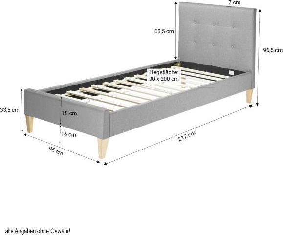 Actual product image Homestyle4u Upholstered single bed with slatted frame (90 x 200 cm)
