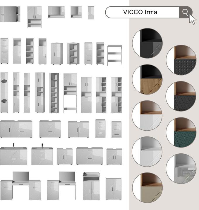 Produktbild Vicco Midischrank Irma, Goldkraft Eiche/Beige, 30 x 81 cm (30 x 30 x 81 cm)