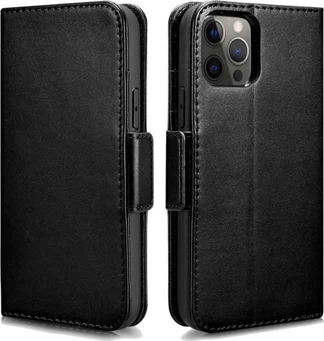 Image du produit iCarer iPhone 12 Pro Max - WMI1214 Echtleder 2-in-1 Wallet Flip Etui mit RFID-Blocker, Schwarz (Apple iPhone 12 Pro Max)