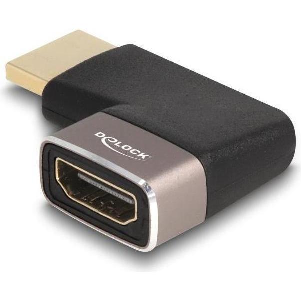 Delock HDMI Adapter Stecker zu Buchse 90° rechts gewinkelt 8K 60 Hz grau Metall (HDMI, 4.15 cm), Data + Video Adapter, G...